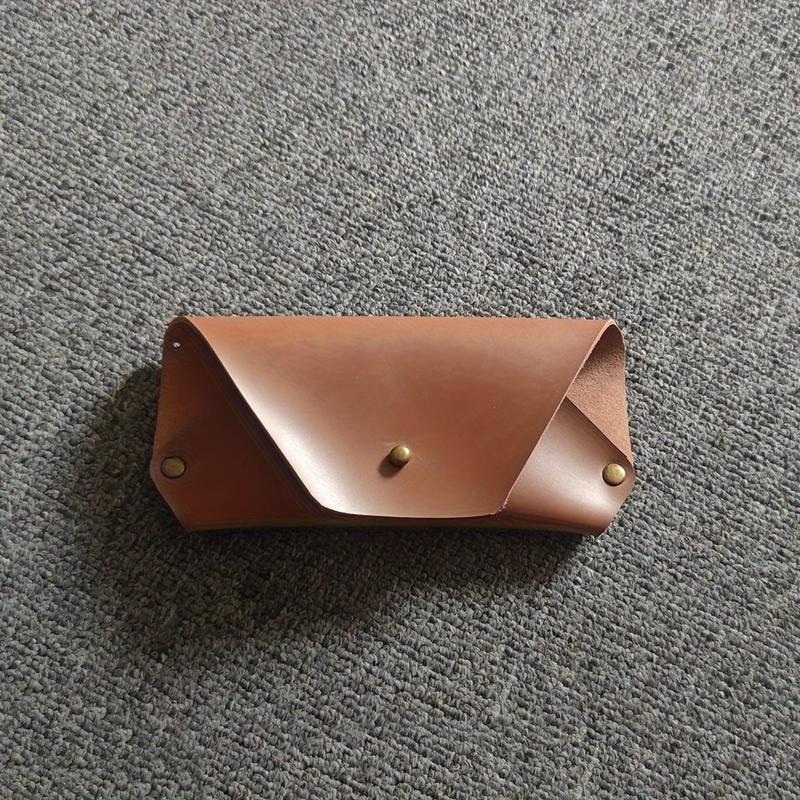 Vintage Style Faux Leather Eyeglass Case with Rivet, Solid Color Glasses Case, Protective Glasses Pouch for Men and Women