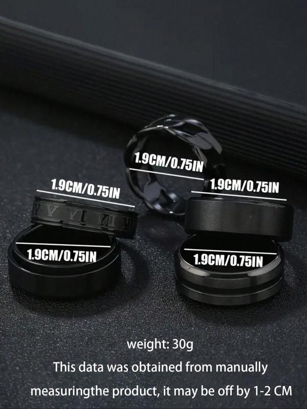 Men's Simple Style Plain Color Ring Set, Casual Trendy Ring Set, Fashion Accessories for Daily Wear, Trendy All-match & Exquisite Jewelry for Birthday Gift