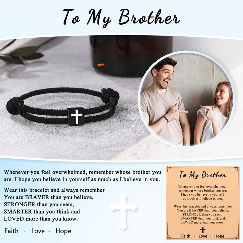 Gifts for Brother, Brother Gifts from Sister, Birthday Gifts for Brother, Brother Cross Bracelet Valentine's Day Gifts Ideas