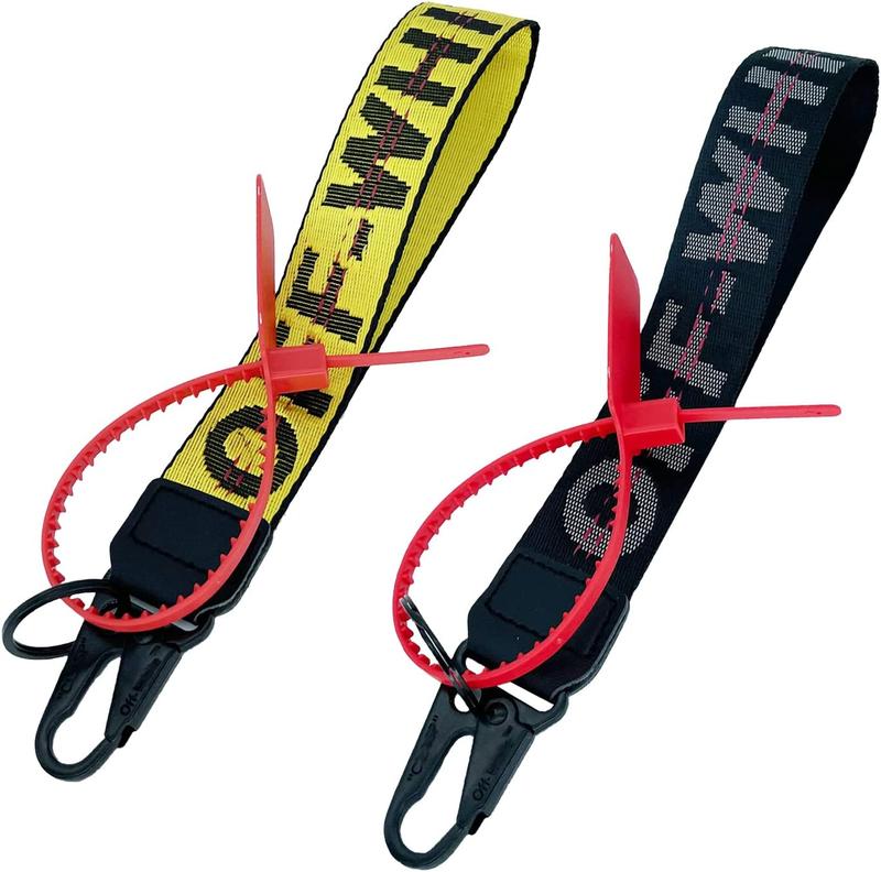 Fashion Letter Keychain Lanyard Industrial Rubber Canvas Wristlet Keychain Office Badge Lanyard Key Chain Phone Strap