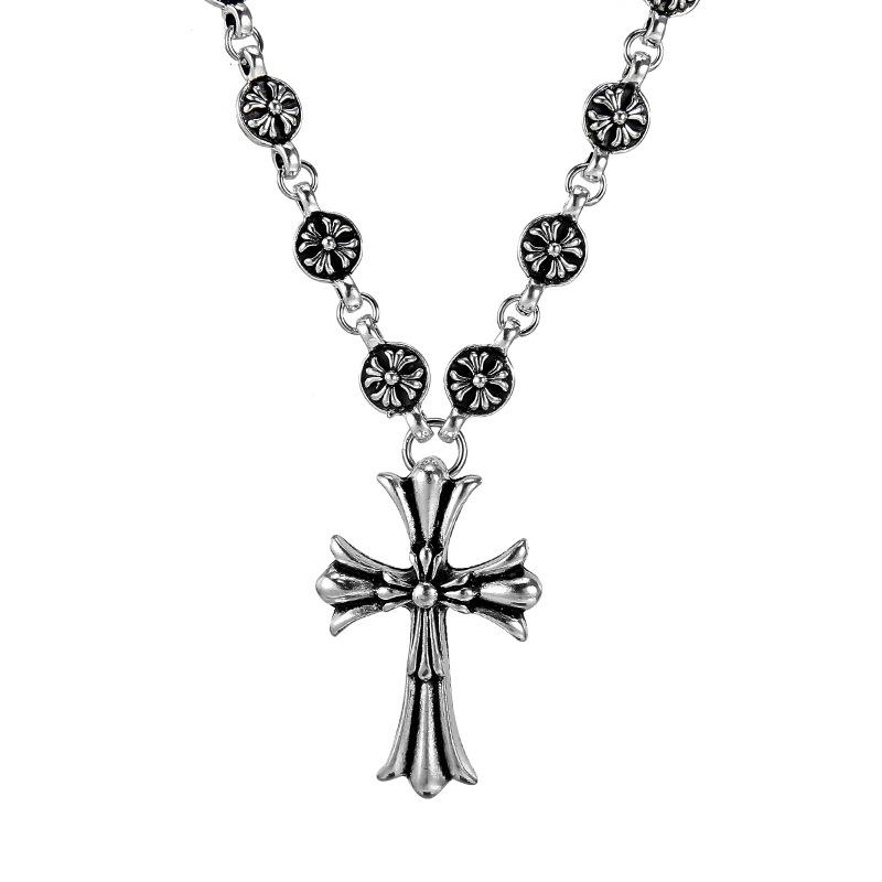 Sword Cross Necklace,Cross Hearts ChainNecklace,Gothic Necklace,Boat Anchor NecklacePunk Cross Necklace Gothic Silver Choke Chain Necklace