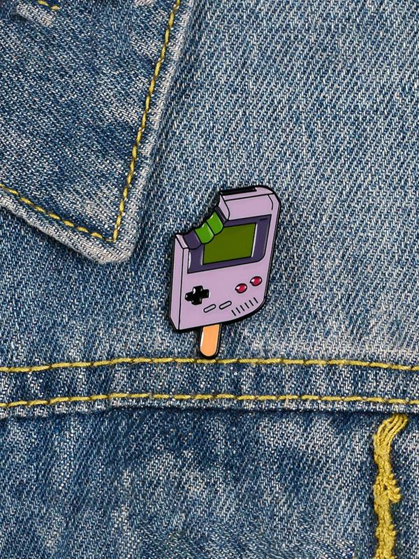 Unisex Summer Cute Cartoon Ice Cream & Game Console Design Brooch, Enamel Pin Suitable for Backpacks, Jeans, Scarves, Hats Decoration Fixed Buckle