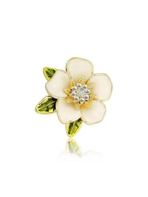 Elegant Dripping Oil Gardenia Design Brooch, Fashionable Jewelry for Women & Men for Party, Daily Clothing Decor, Trendy All-match & Exquisite Brooch for Birthday Gift