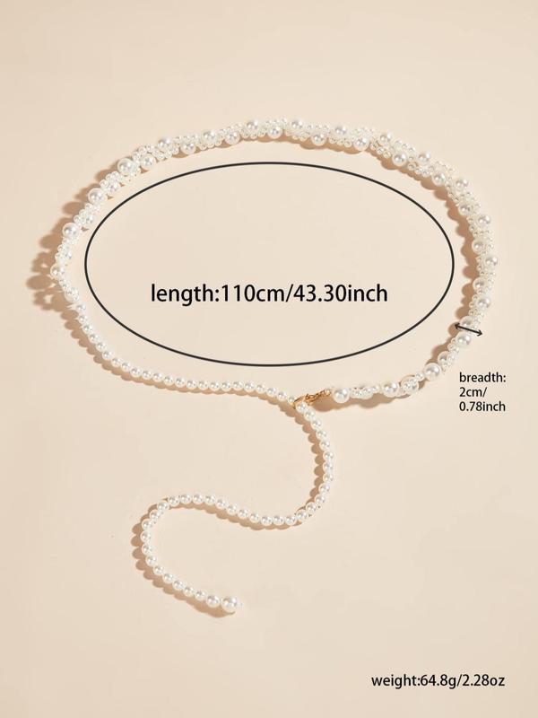 Faux Pearl Decorated Belt for Women & Girls, Fashionable Waist Accessory for Casual Outfits, Trendy All-match & Exquisite Clothes Accessories for Birthday Gift