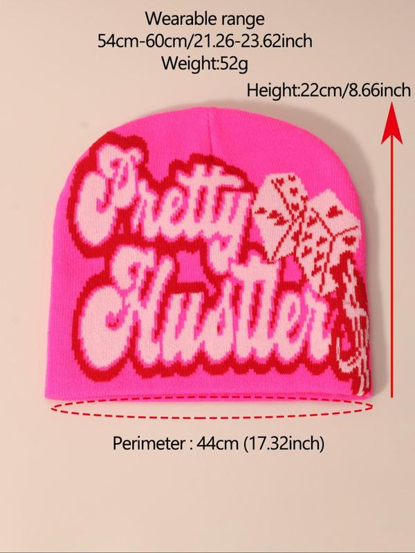 Unisex's Letters Pattern Jacquard Beanie Hat, Casual Trendy Preppy Style Knit Hat for Fall & Winter,  Country Boy Accessories for Men & Women