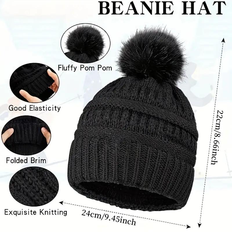 4pcs Winter Hats Scarves Gloves and Earmuffs, Knitted Warm Beanie Touchscreen Gloves Long Knitted Scarf Set Gifts for Women