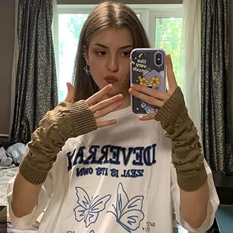 Grunge Gloves Fairy Grunge Accessories Ripped Glove Crochet Glove Clothes y2k Fairy Grunge Aesthetic Arm Warmers