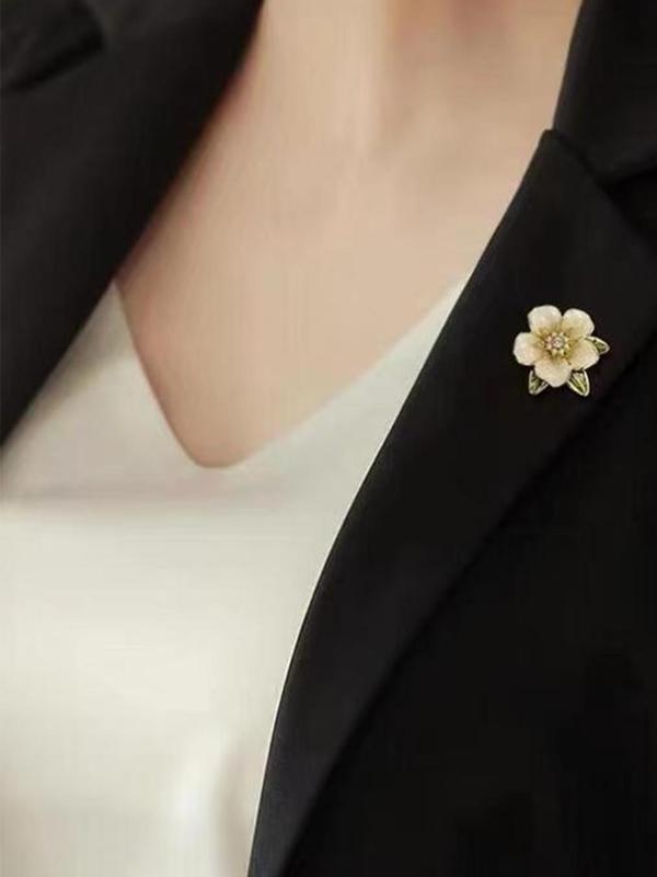 Elegant Dripping Oil Gardenia Design Brooch, Fashionable Jewelry for Women & Men for Party, Daily Clothing Decor, Trendy All-match & Exquisite Brooch for Birthday Gift