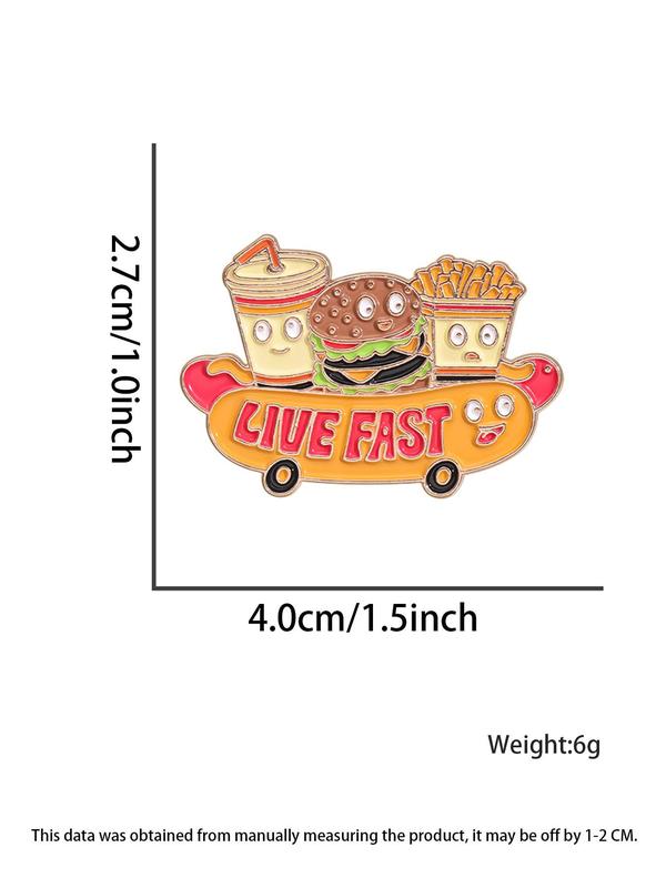 Cartoon Food Design Brooch, Cute Hamburger Fries Brooch, Enamel Pin Suitable for Backpacks, Jeans, Scarves, Hats Decoration, Trendy All-match & Exquisite Brooch for Birthday Gift