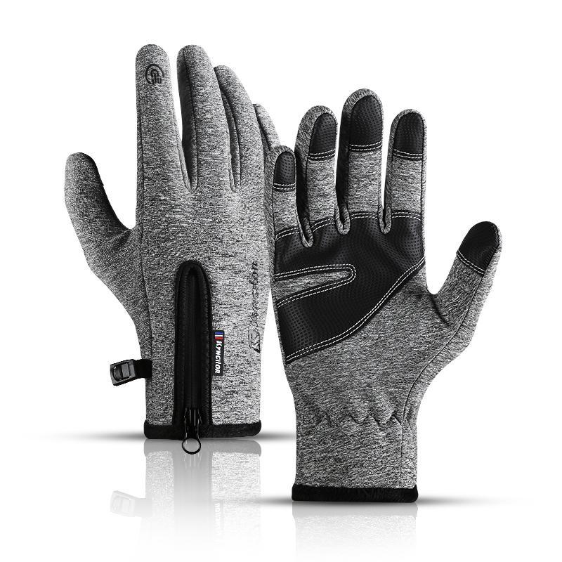 Winter Sports Touchscreen Gloves, Warm Water-resistant Windproof Outdoor Sports Gloves with Zip Closure, Anti-lost Buckle, and Elastic Wrist for Skiing, Cycling
