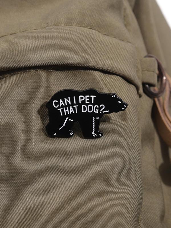 Creative Cartoon Bear Design Brooch, Cute Letter Pattern Enamel Pin Suitable for Backpacks, Jeans, Scarves, Hats Decoration, Fashion Accessories for Men & Women