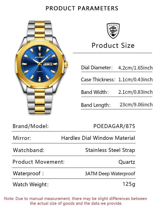 Men's Business Fashion Waterproof Luminous Quartz Watch, Fashion Watch for Party, Daily Clothing Decor, Trendy All-match & Exquisite Watch for Birthday Gift with Box