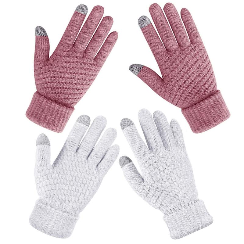 Winter Touch Screen Gloves for Men Women Warm Fleece Lined Knit Touchscreen Texting Gloves Elastic Cuff Thermal Soft Winter Cold Weather Gloves