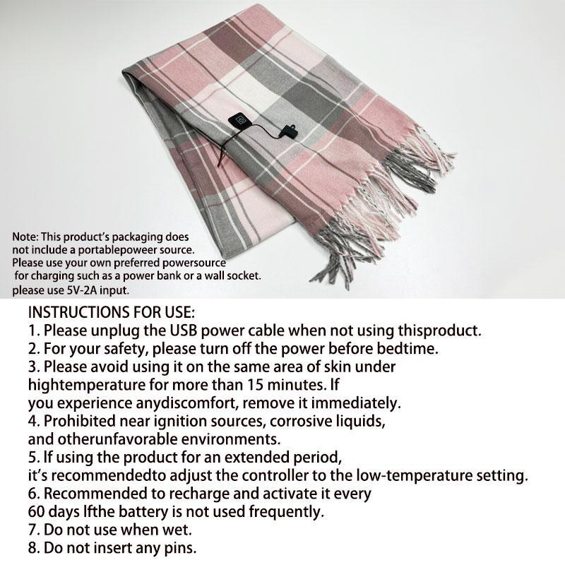 Electric Heated Scarf, Rechargeable Neck Heating Pad with 3-Temperature, Winter Warmth Gift Thanksgiving Gift for Family & Friends (No Power Bank Included)