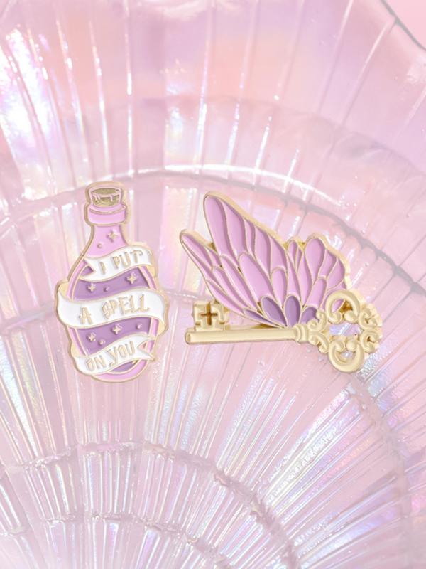 Cartoon Book & Butterfly & Key Design Brooch, Fashion Alloy Badge for Daily Clothing Decor, Trendy All-match & Exquisite Brooch for Birthday Gift
