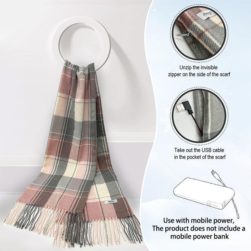 Electric Heated Scarf, Rechargeable Neck Heating Pad with 3-Temperature, Winter Warmth Gift Thanksgiving Gift for Family & Friends (No Power Bank Included)