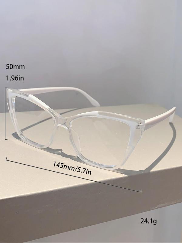 Simple Cat Eye Frame Eyeglasses for Everyday Use, Basic Flat Frame Fashion Eyeglasses for Women & Men, Fashion Eyeglasses for Work, Daily Clothing Decor, Perfect for Student Daily Use