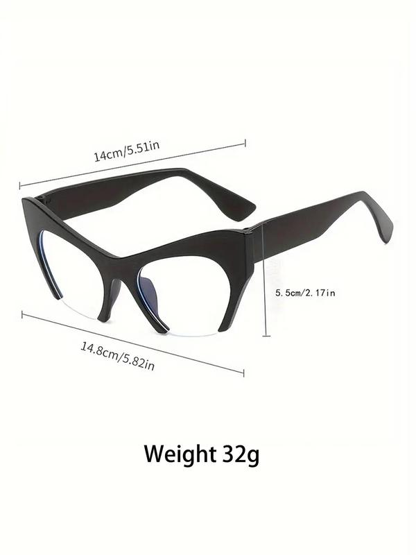 Unisex Vintage Cat Eye Semi-frame Eyeglasses, 2024 New Style Trendy Casual Eyeglasses for Everyday Women Girls Use, Fashion Accessories for Outdoor Activities