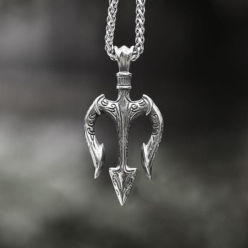 GTHIC Trident Stainless Steel Marine Pendant for Men Women Statement Jewelry Daily Wear