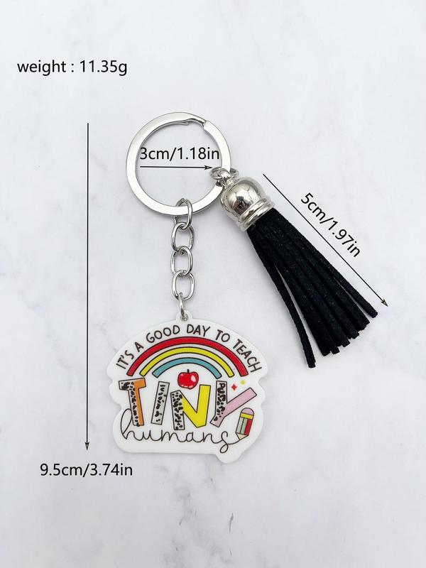 LGBT Fashion Rainbow Letter Pattern Keychain, Teacher's Day Theme Series Keychain, Trendy Acrylic Tassel Keychain, Bag Charm, Teacher's Day Gift