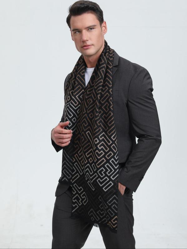 Men's Geometric Pattern Tassel Design Scarf, 2024 New Style Casual Soft Warm Shawl for Fall & Winter, Fashion Accessories for Men Dainty Gift for Your Love