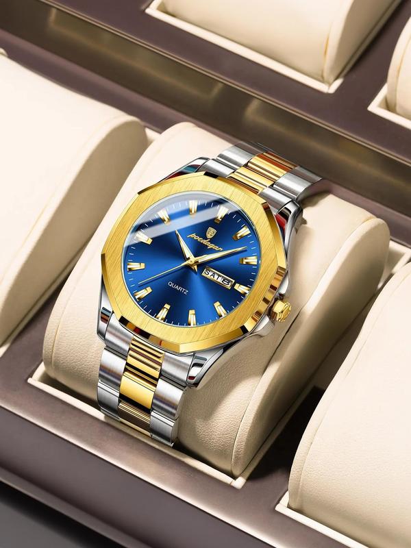 Men's Business Fashion Waterproof Luminous Quartz Watch, Fashion Watch for Party, Daily Clothing Decor, Trendy All-match & Exquisite Watch for Birthday Gift with Box