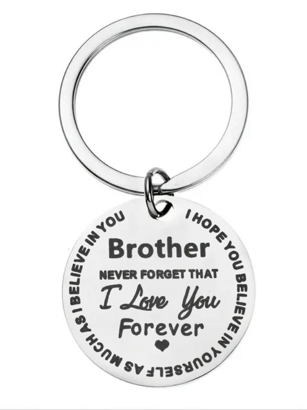 Letters Print Stainless Steel Keychain,  Round Shaped Design Trendy Keychain for Men & Women, Creative Fashion Accessories for Daily Decoration, Chic Gift for Men & Women