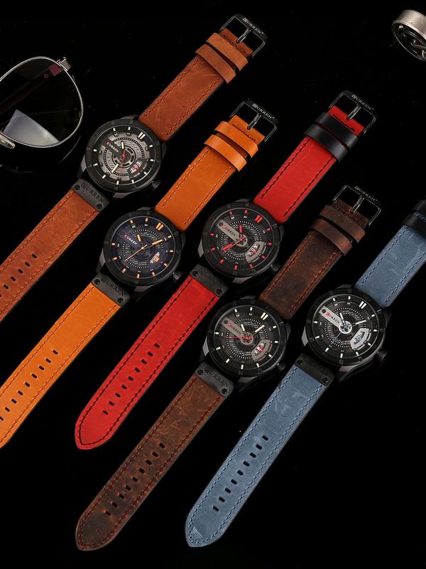 Men's Business Fashion Round Dial Analog Quartz Watch, Fashion Watch for Party, Daily Clothing Decor, Trendy All-match & Exquisite Watch for Birthday Gift with Box