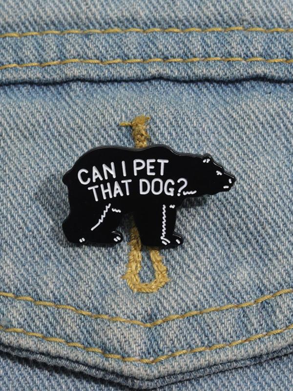 Creative Cartoon Bear Design Brooch, Cute Letter Pattern Enamel Pin Suitable for Backpacks, Jeans, Scarves, Hats Decoration, Fashion Accessories for Men & Women
