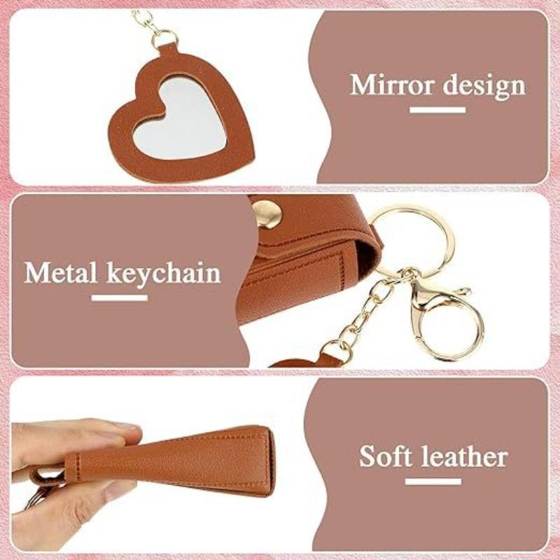 Portable Lipstick Keychain, 2 Counts set Mini Lip Gloss Storage Bag, Makeup Bag for Women & Girls, Key Chain Design Cosmetic Holder
