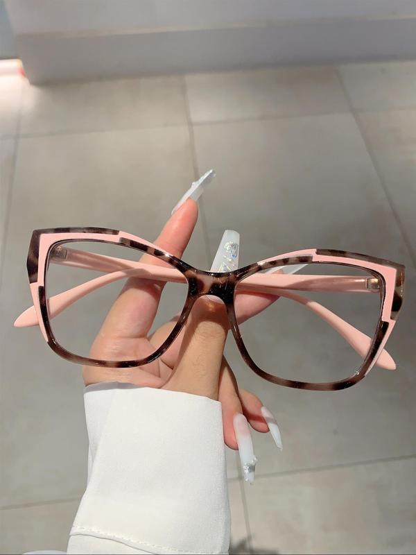 Simple Cat Eye Frame Eyeglasses for Everyday Use, Basic Flat Frame Fashion Eyeglasses for Women & Men, Fashion Eyeglasses for Work, Daily Clothing Decor, Perfect for Student Daily Use