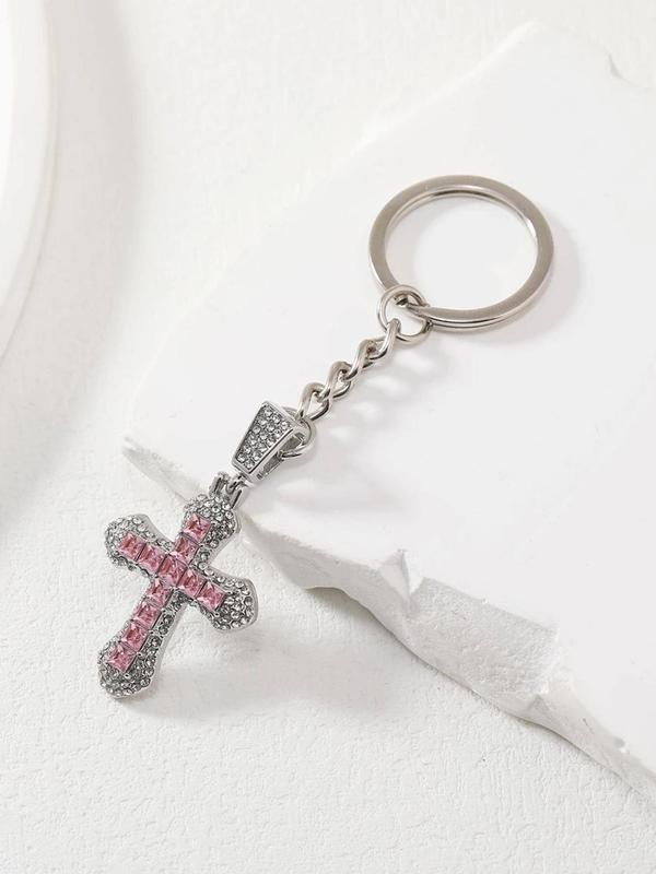 Unisex Street Style Cross Design Keychain, Trendy Glittering Keychain for Car Keys for Women & Men, Trendy All-match & Exquisite Accessories for Birthday Gift