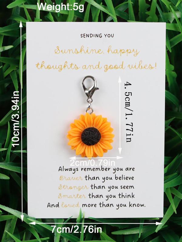Cute Sunflower Design Keychain with Cheer Up Card, Inspirational Gift for Family, Friends and Coworkers, Small Business Supplies, Thank You Cards