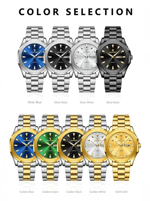 Men's Business Fashion Waterproof Luminous Quartz Watch, Fashion Watch for Party, Daily Clothing Decor, Trendy All-match & Exquisite Watch for Birthday Gift with Box