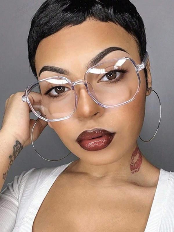 Minimalist Leisure Style Polygonal Frame Design Eyeglasses, 1 Pair Simple Design Eyeglasses for Everyday Use, All Seasons Large Polygon Frame Fashion Eyeglasses, Travel Accessories