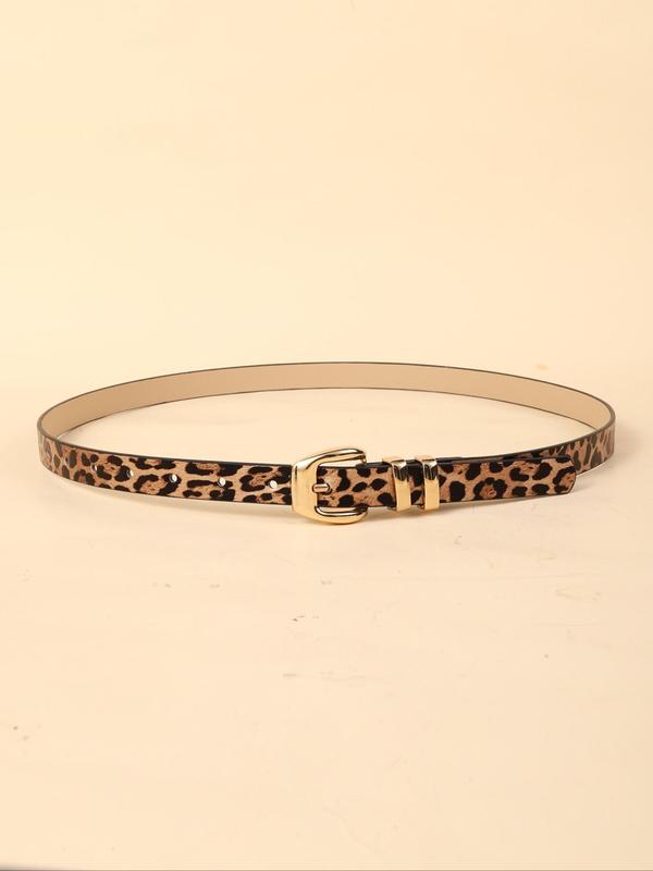 Women's Fashionable Leopard Print PU Buckle Belt, Casual Waistband for Jeans Trousers, Fashion Belt for Party, Daily Clothing Decor, Trendy All-match & Exquisite Belt for Birthday Gift