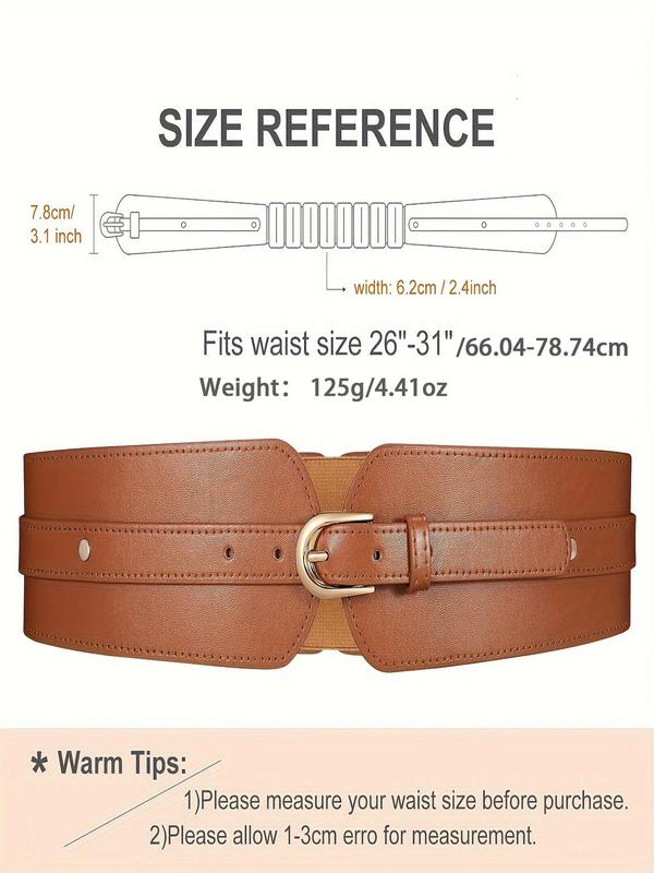 Women's Solid Color Wide Belt, Fashionable Pu Leather Waistband Luxury Belt for Daily Clothing Decoration, Trendy All-match & Exquisite Belt for Birthday Gift, Fall Outfits, Earthtone Fall Freshness