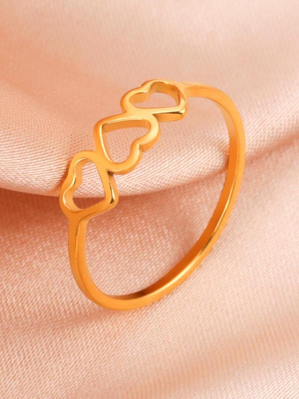 Fashion All-match Hollow out Heart Design Ring, Minimalist Elegant Stainless Steel Jewelry for Women, Ideal Holiday Gift for Women and Girls