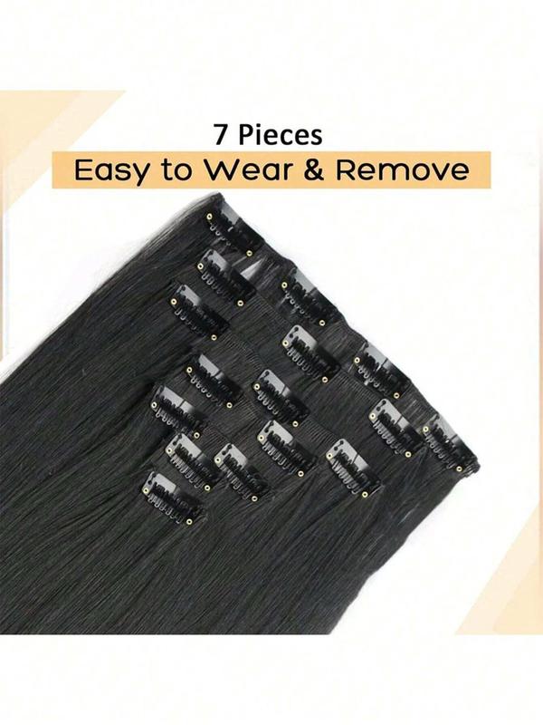 22 Inch Long Straight Clip-in Hair Extensions, Gorgeous Fluffy Hair Pieces for Women, Synthetic Hair Extensions for Party, Daily Use