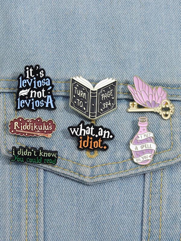 Cartoon Book & Butterfly & Key Design Brooch, Fashion Alloy Badge for Daily Clothing Decor, Trendy All-match & Exquisite Brooch for Birthday Gift