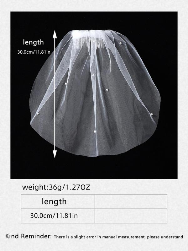 Faux Pearl Decorated Mesh Veil, Boho Style Wedding Bridal Headwear for Women, Elegant Wedding Party Formal Occasions Headwear