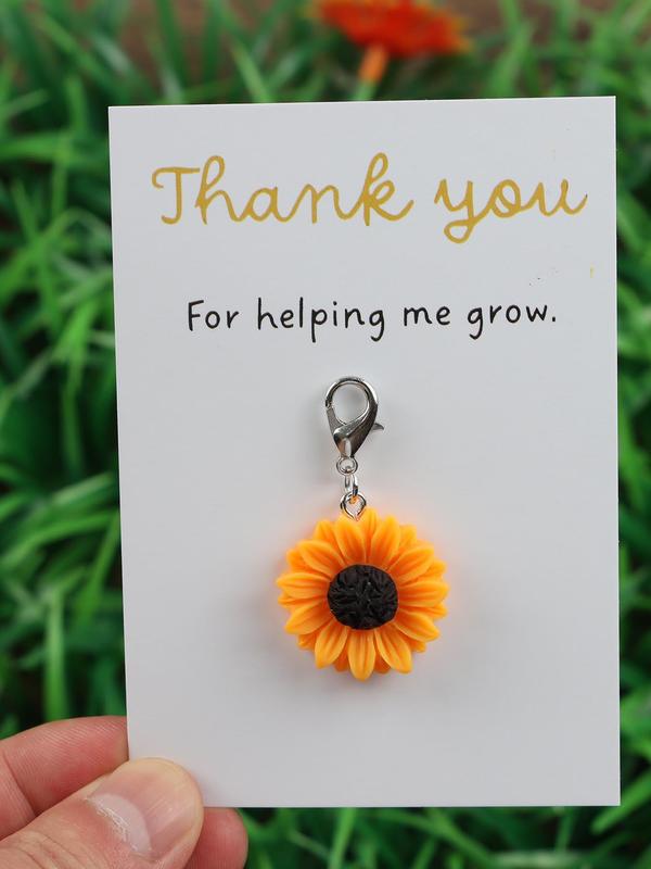 Cute Sunflower Design Keychain with Cheer Up Card, Inspirational Gift for Family, Friends and Coworkers, Small Business Supplies, Thank You Cards