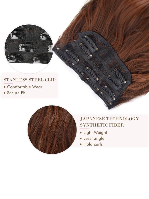 24 Inch Long Wavy Clip-in Hair Extensions, Striking Natural Fluffy Hair Pieces, Synthetic Hair Extensions for Women & Girls for Hairstyle Ideas