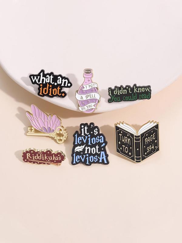 Cartoon Book & Butterfly & Key Design Brooch, Fashion Alloy Badge for Daily Clothing Decor, Trendy All-match & Exquisite Brooch for Birthday Gift