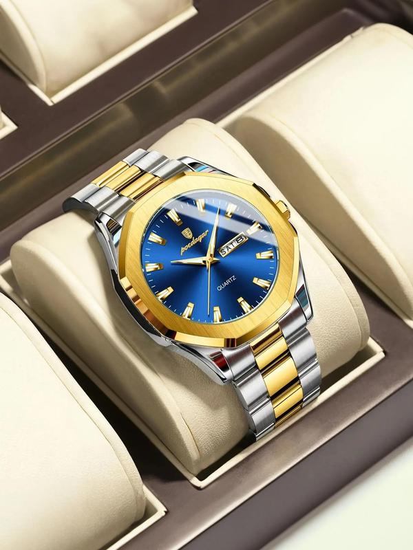 Men's Business Fashion Waterproof Luminous Quartz Watch, Fashion Watch for Party, Daily Clothing Decor, Trendy All-match & Exquisite Watch for Birthday Gift with Box