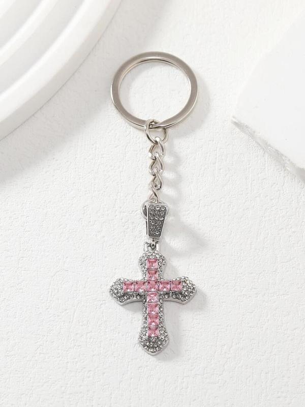 Unisex Street Style Cross Design Keychain, Trendy Glittering Keychain for Car Keys for Women & Men, Trendy All-match & Exquisite Accessories for Birthday Gift