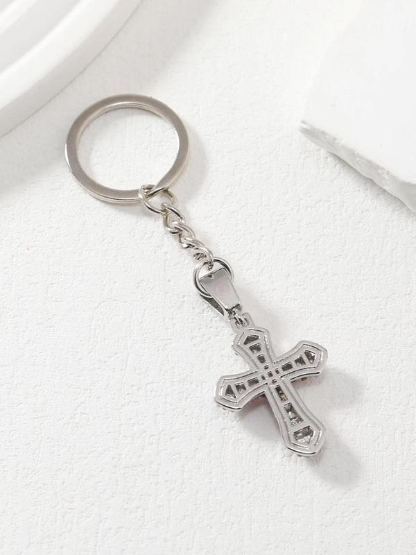 Unisex Street Style Cross Design Keychain, Trendy Glittering Keychain for Car Keys for Women & Men, Trendy All-match & Exquisite Accessories for Birthday Gift