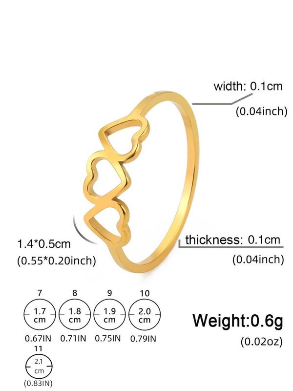 Fashion All-match Hollow out Heart Design Ring, Minimalist Elegant Stainless Steel Jewelry for Women, Ideal Holiday Gift for Women and Girls
