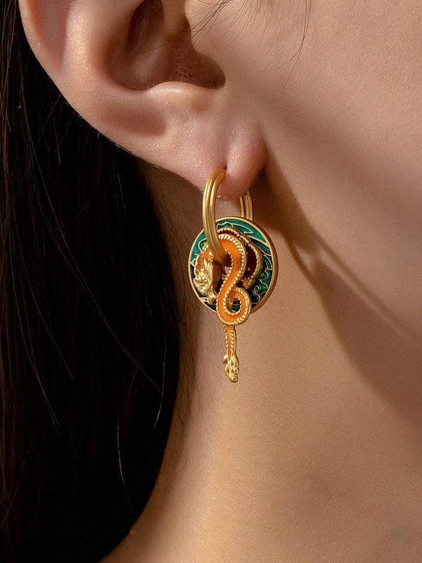 Women's Elegant Dragon Design Dangle Earrings, Exquisite Trendy Dangle Earrings, Chic Gorgeous Jewelry As Gift for Girlfriend