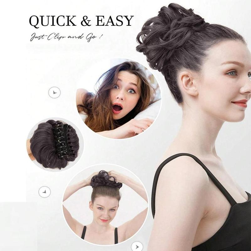 Heat Resistant Women's Hair Bun, 1 Count Natural Fluffy Hair Bun with Hair Clips, Synthetic Hair Extensions, Fashion Curly Water Wave Extension Hair, Christmas Gift